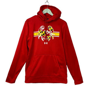 Under Armour Maryland Fleece Pullover Hoodie Sweatshirt Mens Medium Red Flag NEW